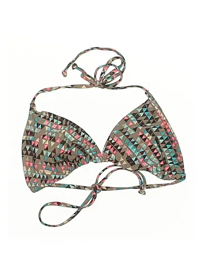 Pre-owned Body Glove Swimsuit Top Teal Tweed Pattern Swimwear In Blue