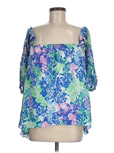 Pre-owned Body Language Paris 3/4 Sleeve Blouse In Blue