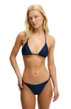 Body Micro String Triangle Bikini Top In Blue