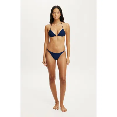 Body Side Gather Bralette Bikini Top In Blue
