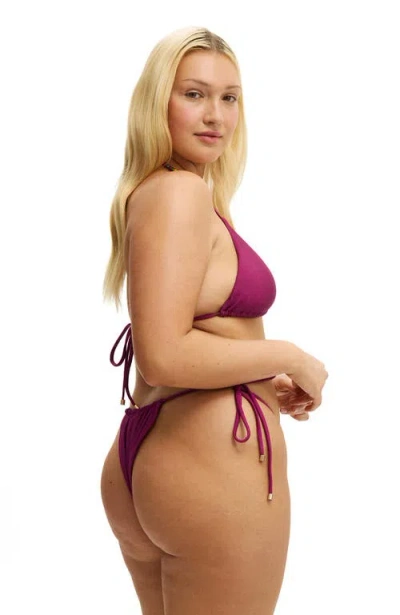 Body Side Tie Gathered Brazilian Bikini Bottom In Pink