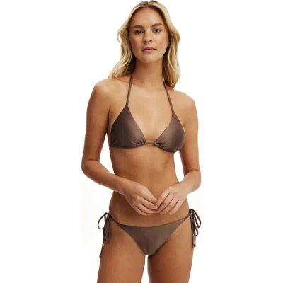 Body String Triangle Bikini Top In Brown