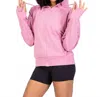 Body Wrappers French Terry Drop Shoulder Crop Zip Hoodie In Mauve In Pink
