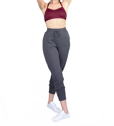 Body Wrappers French Terry Tapered Joggers With Front Pockets In Charcoal In Gray
