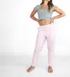 Body Wrappers French Terry Tapered Joggers With Front Pockets In Pink In Pink