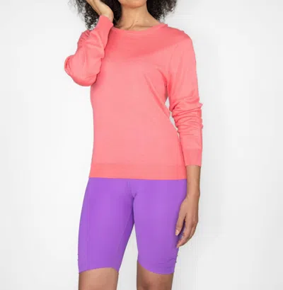 Body Wrappers Lightweight Vegan Cashmere Long Sleeve Shirt In Coral In Pink