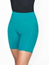 Body Wrappers Recycled Poly Bike Short With Pockets In Teal In Blue