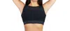 Body Wrappers Recycled Polyester Double Layer Bra Top With Mesh In Black In Black