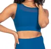 Body Wrappers Recycled Polyester Double Layer Bra Top With Mesh In Cobalt In Blue