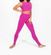 Body Wrappers Recycled Polyester Legging With Mesh Insert In Berry In Purple