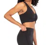 Body Wrappers Recycled Polyester Shirred Front Racerback Sports Bra In Black In Black