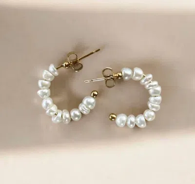 Boem Collection Tessa Hoops In Pearl In Sand