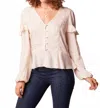 B.o.g. Collective Sandy Ruffle Long Sleeve Button Blouse In Cream In Neutral
