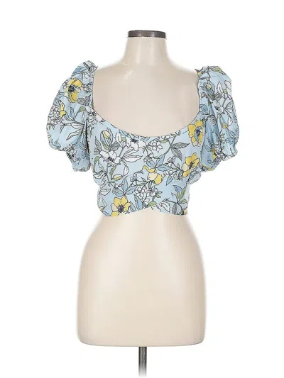 Pre-owned B.o.g. Collective Short Sleeve Blouse In Blue