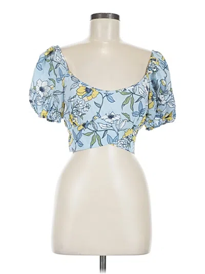 Pre-owned B.o.g. Collective Short Sleeve Blouse In Blue