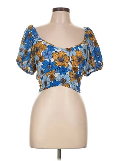 Pre-owned B.o.g. Collective Short Sleeve Top Blue Sweetheart Neckline Tops