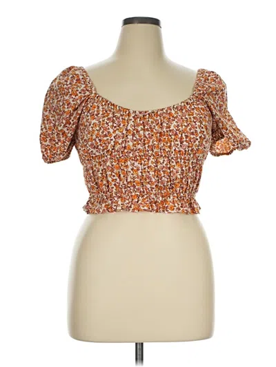 Pre-owned B.o.g. Collective Short Sleeve Top Orange Sweetheart Neckline Tops