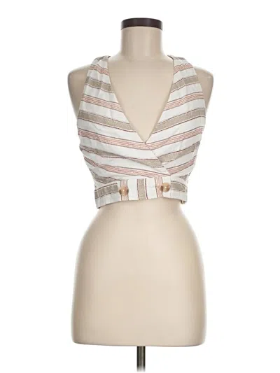 B.o.g. Collective Tank Top Ivory Halter Neckline Tops In White