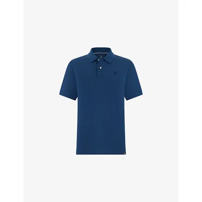 Boggi Mens Air-blue Logo-flocked Regular-fit Cotton-piqué Polo Shirt Xl