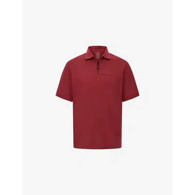 Boggi Mens Burgundy B Tech Half-zip Stretch Modal-blend Piqué Polo Shirt In Red