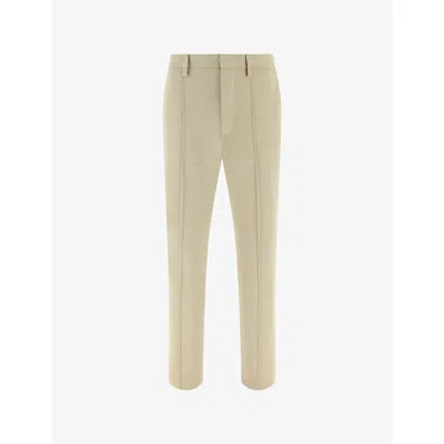 Boggi Mens  Jersey Straight-leg Cotton-blend Trousers In Sand