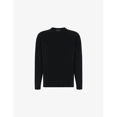 Boggi Mens Black Crewneck Long-sleeve Cotton And Silk-blend Jumper