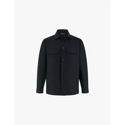 Boggi Mens Black Link Regular-fit Linen Shirt Jacket