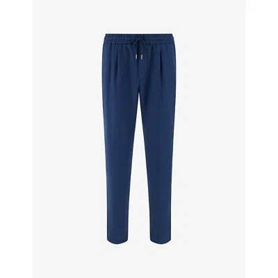 Boggi Mens Blue City Tapered Linen Trousers