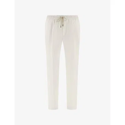 Boggi Mens White City Tapered Linen Trousers