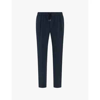 Boggi Mens  City Tapered-leg Linen Trousers In Blue