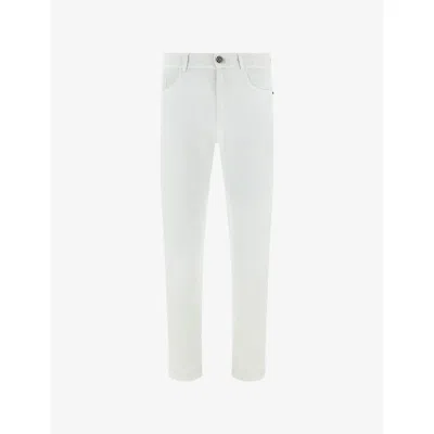 Boggi Mens  Garment-dyed Straight-leg Stretch Denim-blend Jeans In White