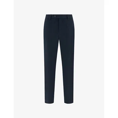 Boggi Mens Navy Blue Linen Tapered Trousers