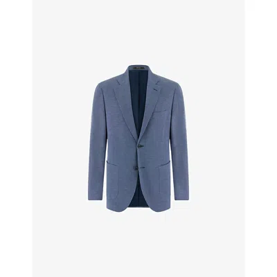 Boggi Mens Blue Pinpoint Single-breasted Cotton-blend Blazer