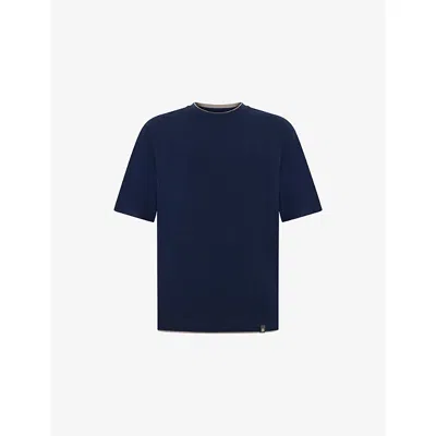 Boggi Mens Navy Blue Relaxed-fit Pima-cotton T-shirt Xl