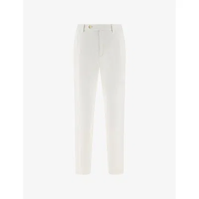 Boggi Mens White Tapered Linen Trousers