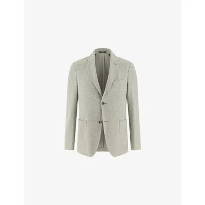 Boggi Mens Light Green Textured Single-breasted Linen And Cotton-blend Blazer