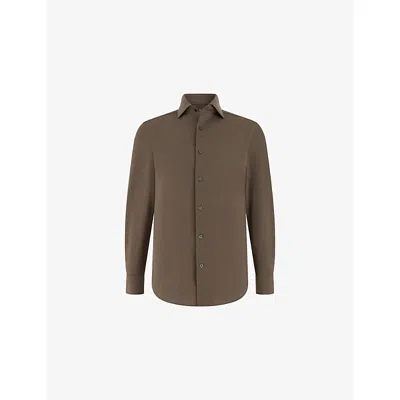 Boggi Mens Brown Regular-fit Japanese Jersey Polo Shirt Xl