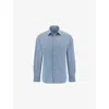 Boggi Mens Light Indigo Closed-collar Regular-fit Cotton-blend Jersey Shirt In Blue