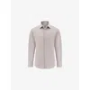 Boggi Mens Taupe Closed-collar Regular-fit Cotton-blend Jersey Shirt Xxl In Neutral