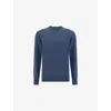 Boggi Mens Indigo Crewneck Regular-fit Merino-wool Jumper Xxl In Blue