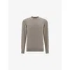 Boggi Mens Taupe Crewneck Regular-fit Merino-wool Jumper In Gray