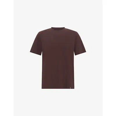 Boggi Mens Brown Crewneck Short-sleeve Supima Cotton T-shirt