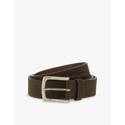 Boggi Mens Dark Brown Brushed-buckle Suede Belt