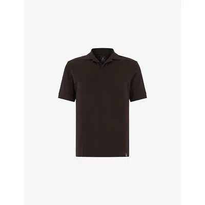 Boggi Mens Dark Brown Jacquard Pima-cotton Polo Shirt
