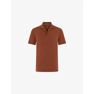 Boggi Mens Dark Orange Camp-collar Regular-fit Lyocell-blend Polo Shirt In Red