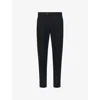 Boggi Mens Black Garment-dyed Tapered-leg Stretch Cotton-blend Trousers In Black