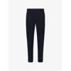 Boggi Mens Navy Blue Garment-dyed Tapered-leg Stretch Cotton-blend Trousers In Black