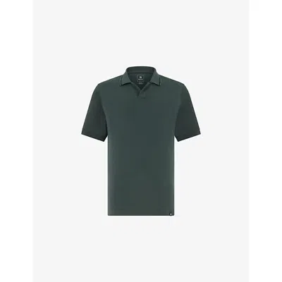 Boggi Mens Green Contrast-trim Open-collar Cotton-blend Piqué Polo Shirt Xxl In Multi