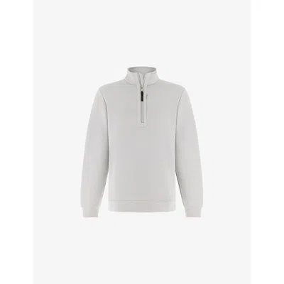 Boggi Mens Ice Half-zip Stretch Cotton-blend Jumper In White