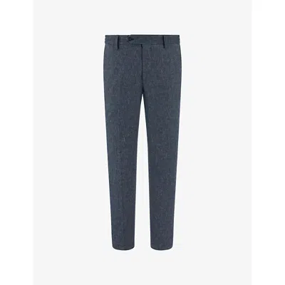 Boggi Mens  Straight Slim-fit Stretch Cotton And Linen-blend Trousers In Purple